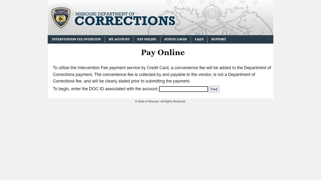 Intervention Fees : Pay Online - Missouri
